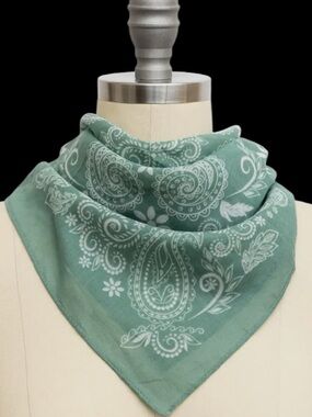 Sage Green Paisley Bandana Scarf - Women Accessories BEST SELLER NWT
